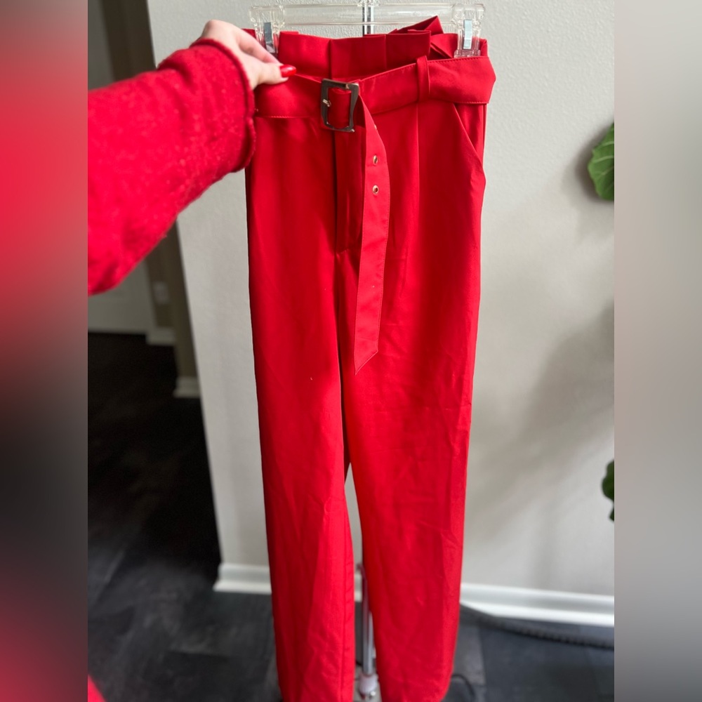 Oh Polly Red High-Waisted Pants